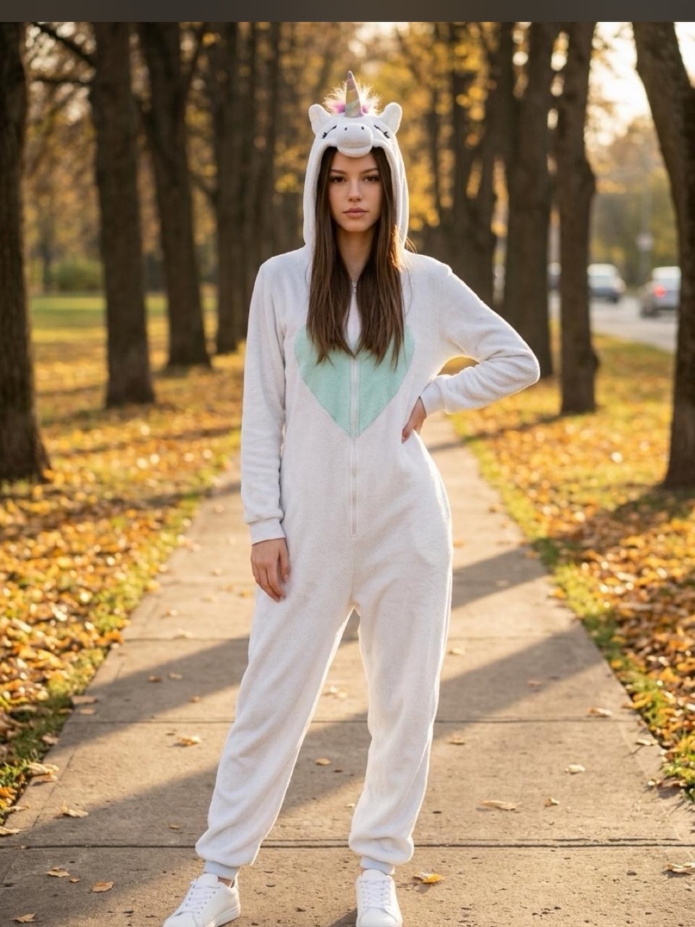 Xhilaration White Unicorn Plush Sleepwear Onesie Pajamas - Size XL #Halloween